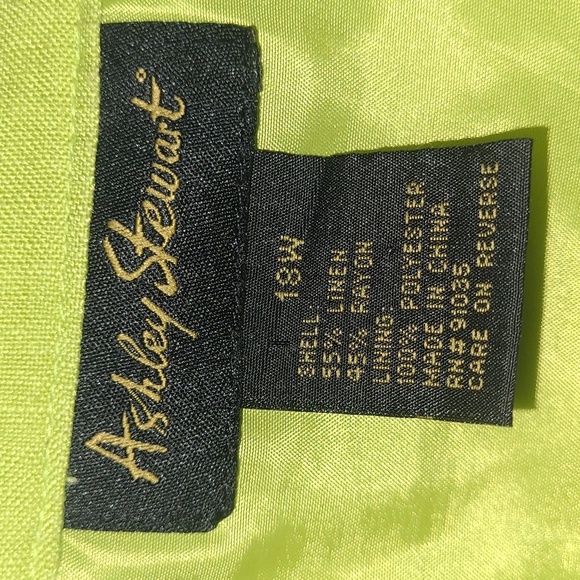 A Line Skirt Linen Blend Lime Green Lined Zippered Classic Colorful Light & Airy - Picture 4 of 7